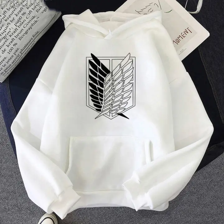 Sudadera con capucha holgada Shingeki no Kyojin (Yujun) — blanco