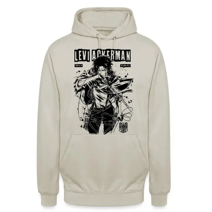 Sudadera con capucha Levi Ackerman (Unibly) — piedra natural, talla