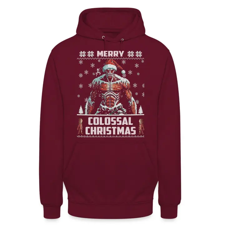 Sudadera con capucha «Merry Colossal Christmas» AOT (Unibly) — granate