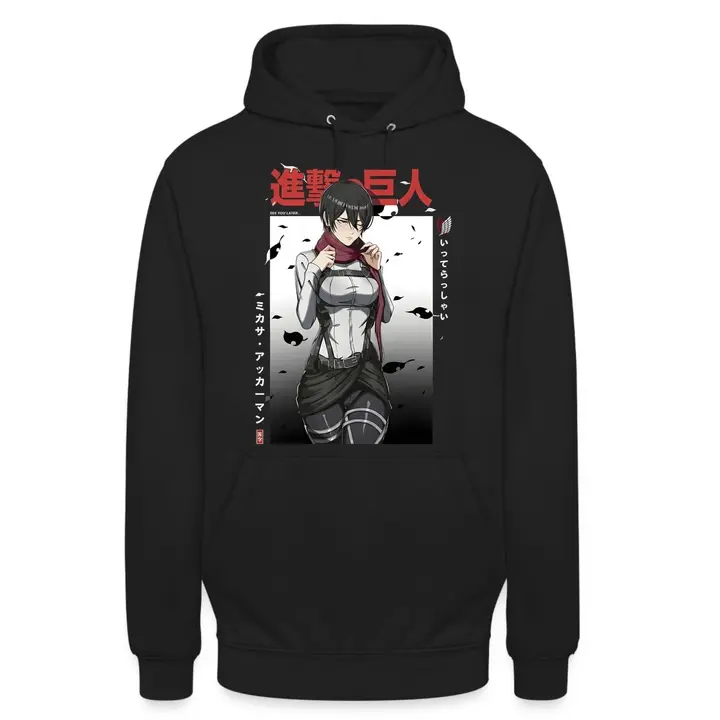 Sudadera con capucha Mikasa Ackerman (Unibly) — negro, talla