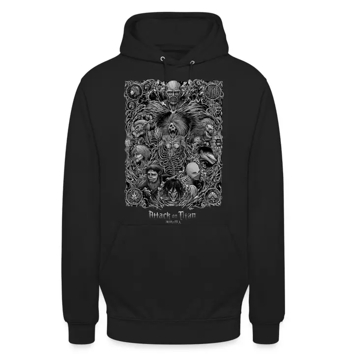 Sudadera con capucha «Titanes en gris» AOT (Unibly) — negro (M)
