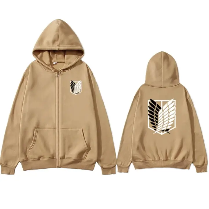 Sudadera con cremallera y capucha Attack on Titan — caqui