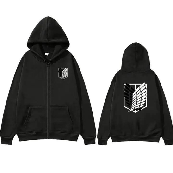 Sudadera con cremallera y capucha Attack on Titan — negro, talla