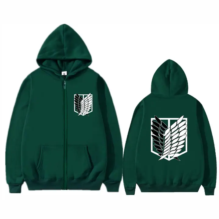 Sudadera con cremallera y capucha Attack on Titan — verde, talla