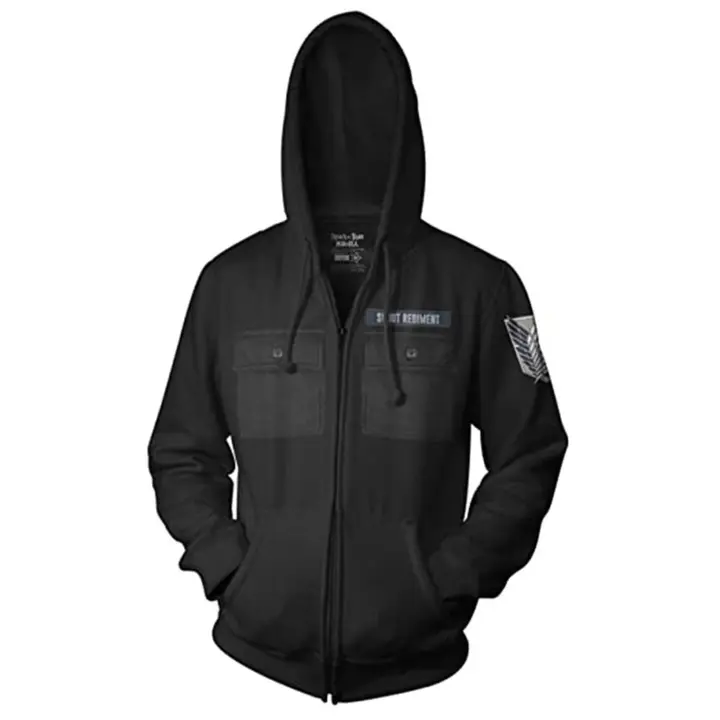 Sudadera con cremallera y estampado 3D de Attack on Titan, negro (M)