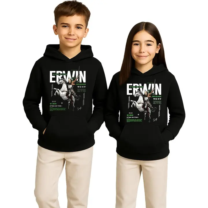 Sudadera infantil con capucha Erwin Smith a caballo (Unibly) — negro
