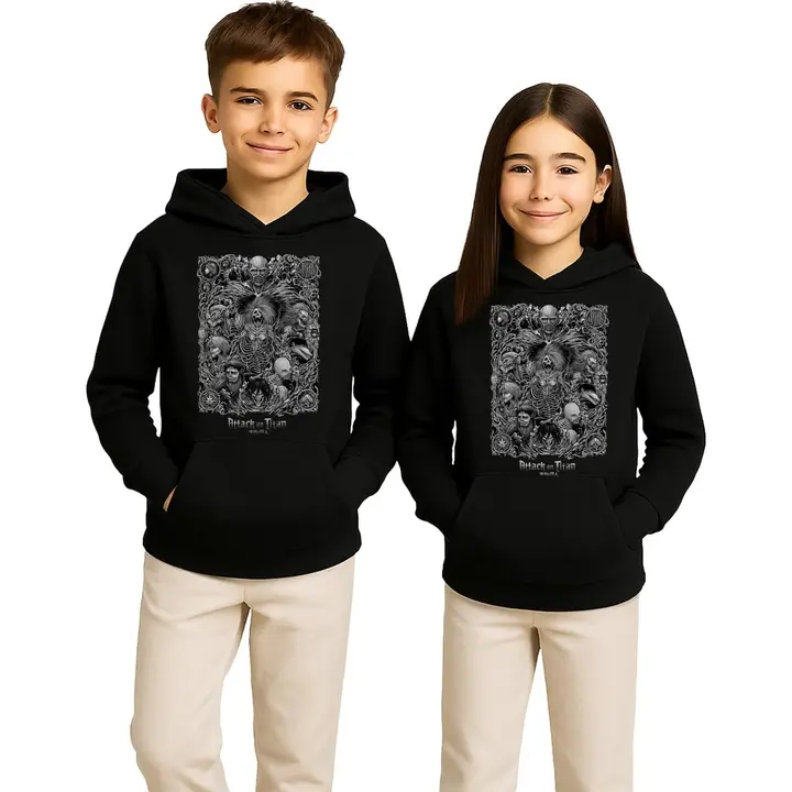 Sudadera infantil con capucha «Titanes en gris» AOT (Unibly) — negro