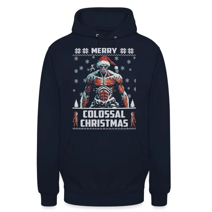 Sudadera «Merry Colossal Christmas» con capucha — azul marino, talla