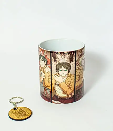 Taza de cerámica + llavero Attack on Titan (TusPersonalizables)